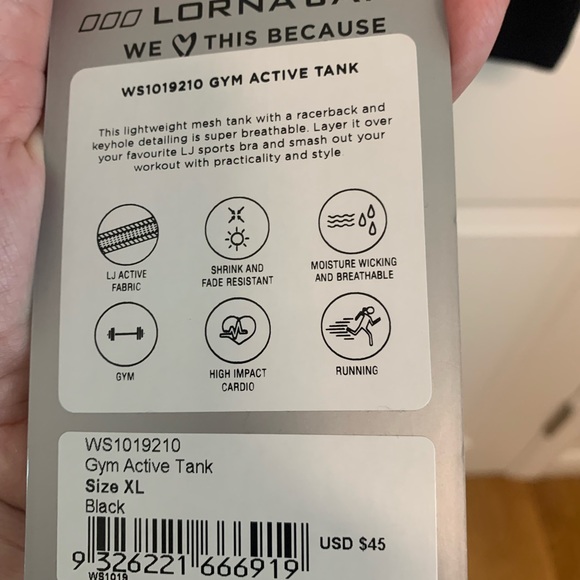 Lorna Jane Active black racer back tank top. New. XL - Picture 5 of 12